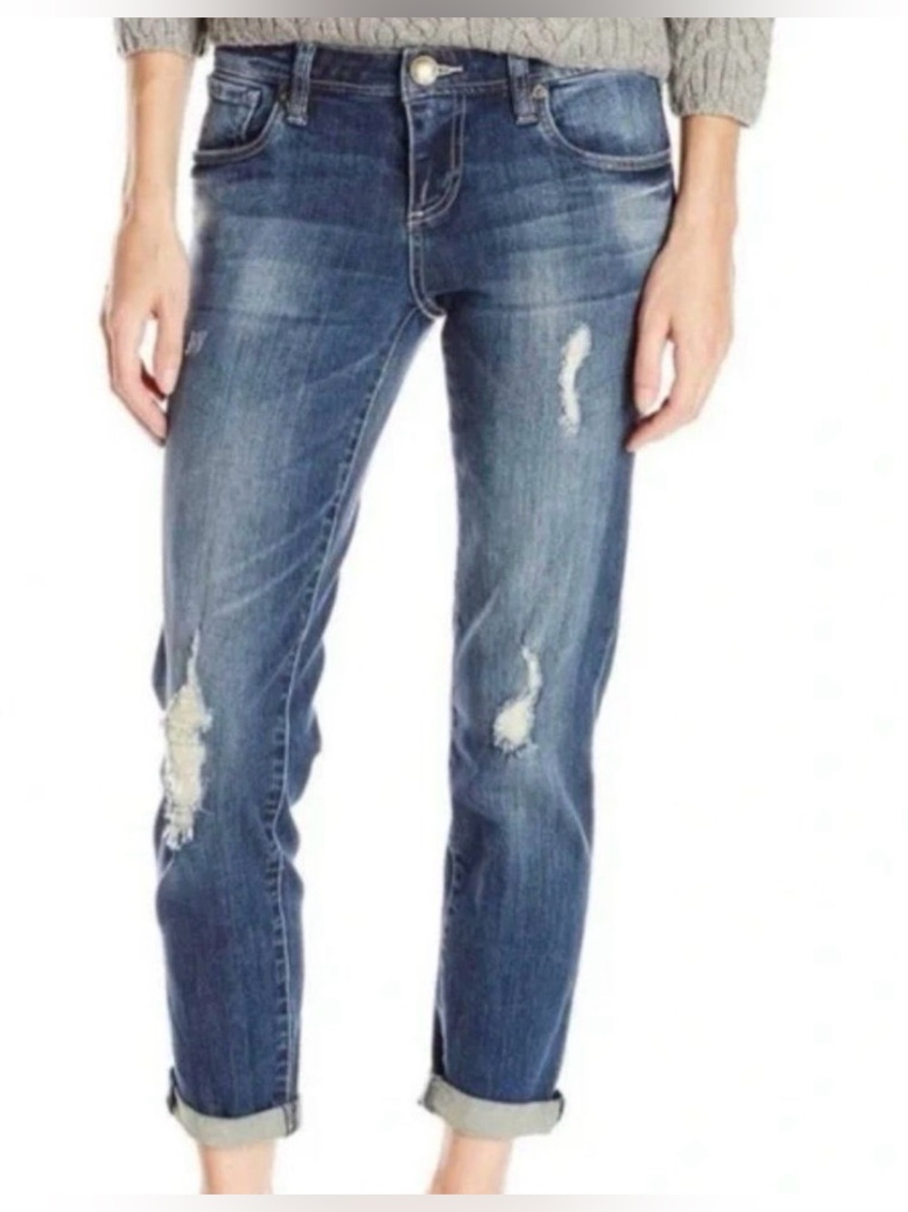 KUT from the Kloth Distressed Adele Slouchy Boyfriend Cut Jeans Size 10